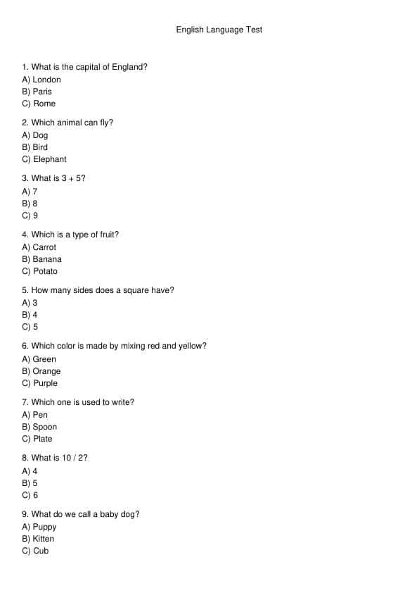Ingliz tili test