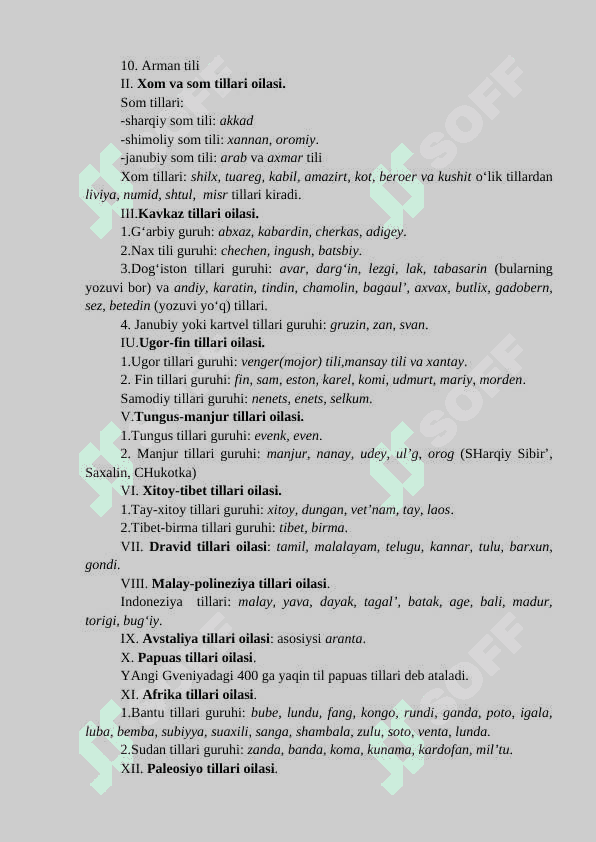 DUNYO TILLARI TAVSIFI. TILLARNING GENEALOGIK VA TIPOLOGIK TASNIFI 3