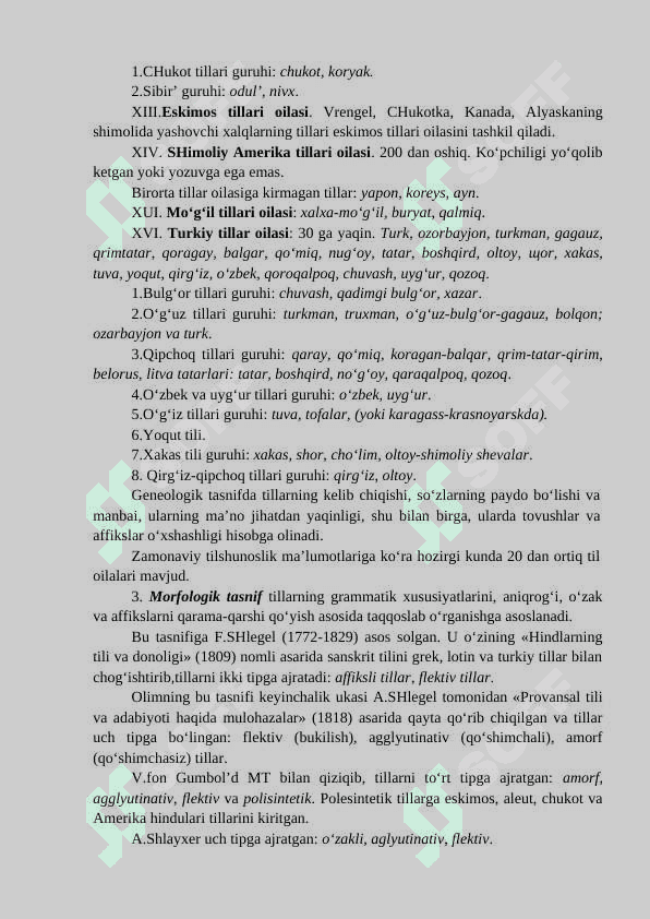 DUNYO TILLARI TAVSIFI. TILLARNING GENEALOGIK VA TIPOLOGIK TASNIFI 4