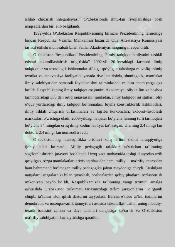 O‘ZBEKISTON RESPUBLIKASIDA TA’LIM SOHASIDA AMALGA OSHIRILGAN ISLOHOTLAR 4