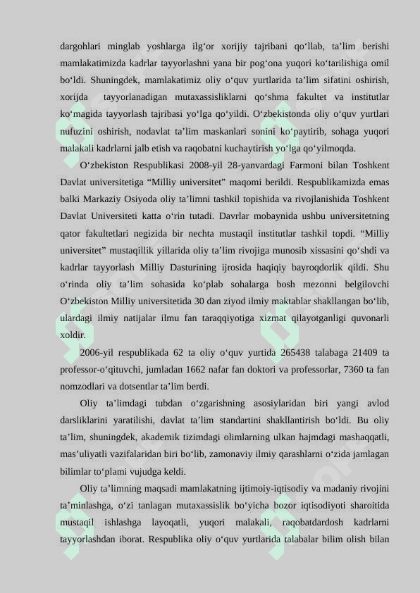 O‘ZBEKISTON RESPUBLIKASIDA TA’LIM SOHASIDA AMALGA OSHIRILGAN ISLOHOTLAR 8