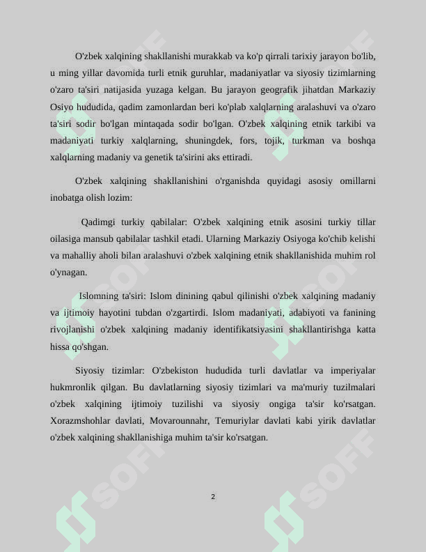 O’zbek xalqining shakllanish jarayonlari. mustaqil ishi.docx 2