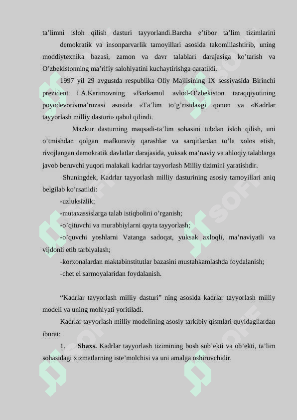 O’zbekiston Respublikasida ta’lim sohasida amalga oshirilgan islohotlar 2