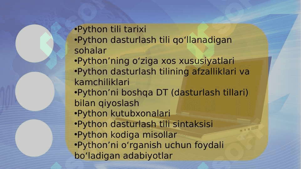 Python dasturlash tilining xususiyatlari va imkoniyatlari 2