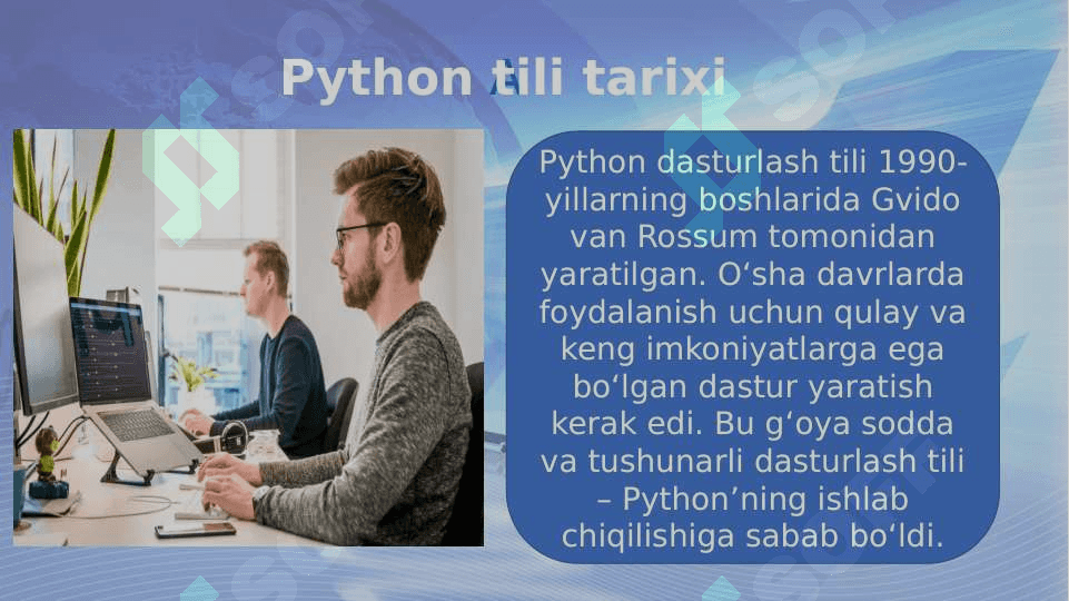 Python dasturlash tilining xususiyatlari va imkoniyatlari 3