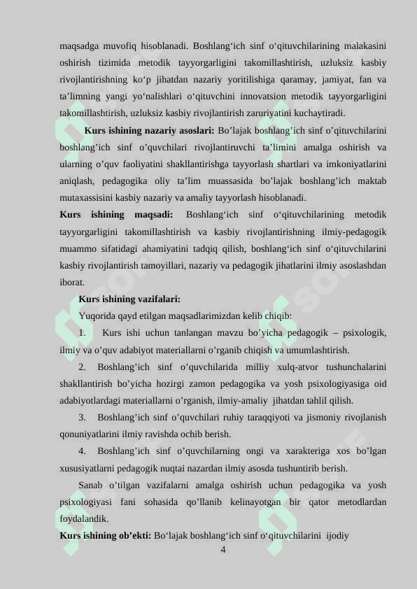 BO‘LAJAK BOSHLANG‘ICH SINF O‘QITUVCHISIDA KASB MA’NAVIYATINI RIVOJLANTIRISH 4