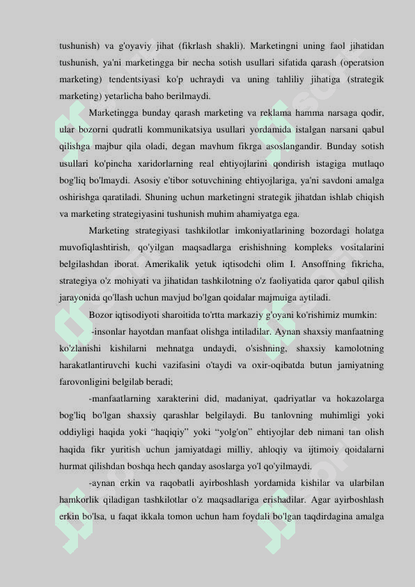 Tashkilotlarning marketing strategiyasini ishlab chiqish 6