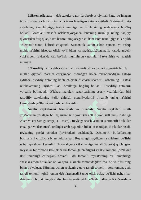 TRASSANI NIVELIRLASH NATIJALARINI ISHLAB CHIQISH, NIVELIRLASH XATOSINI TENGLASH 6