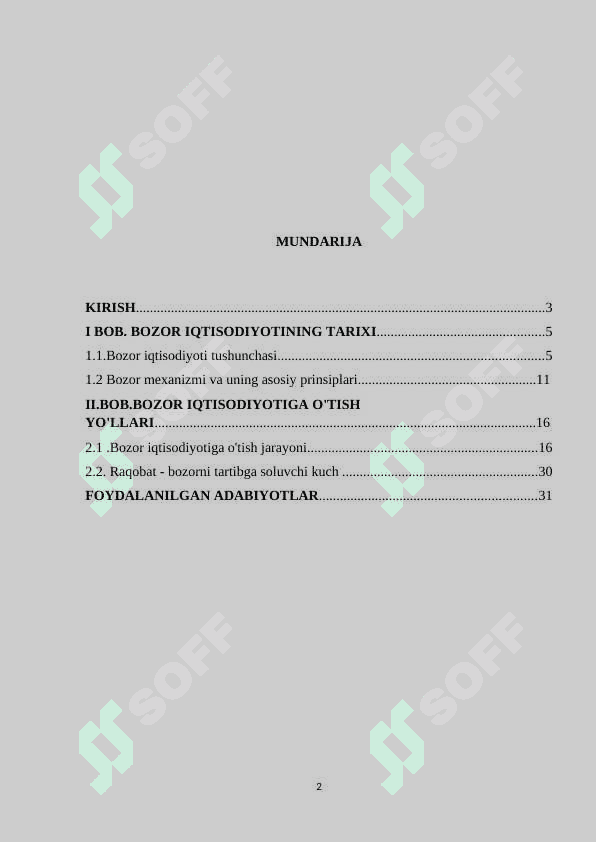 Bozor iqtisodiyotining mazmuni 2