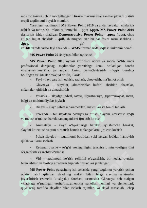 TAQDIMOT MUXARRIRLARI VA ULARDA ISHLASH 2