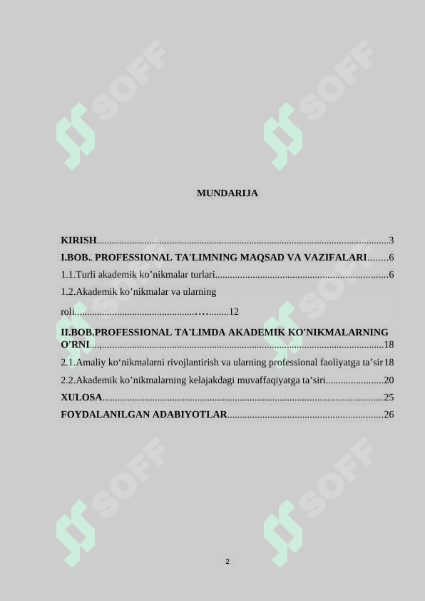 Professional ta’limda akademik ko’nikmalarning o’rni 2