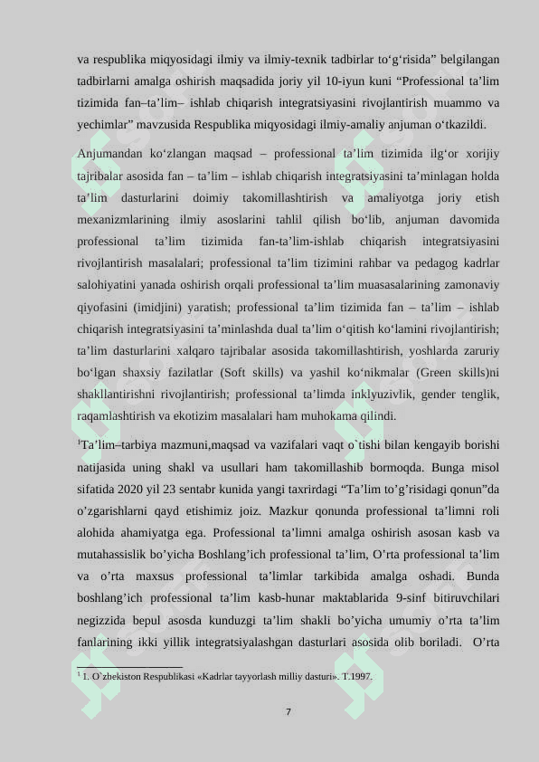 Professional ta’limda akademik ko’nikmalarning o’rni 7