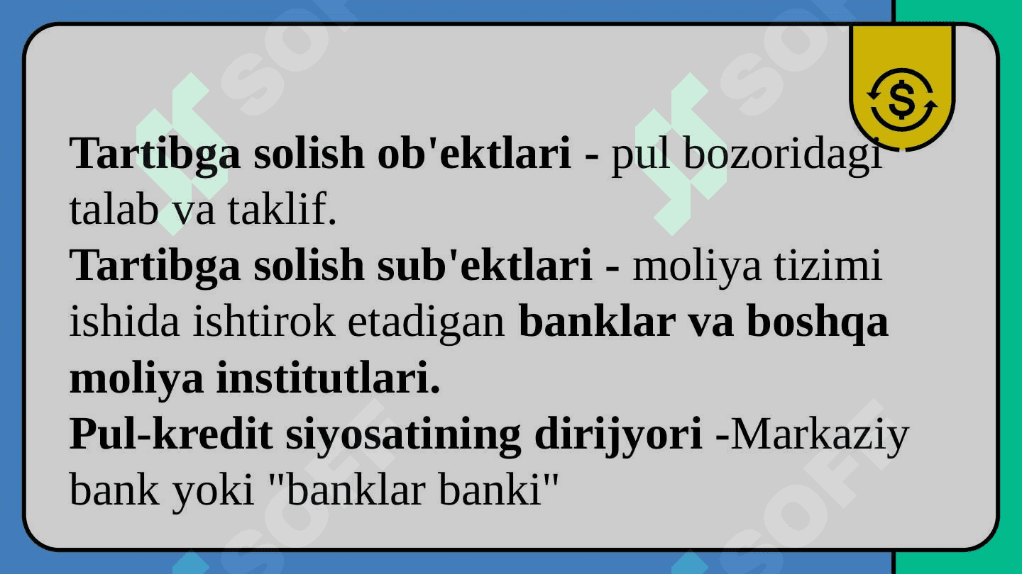 Pul -kredit siyosatiga yodashuv 5