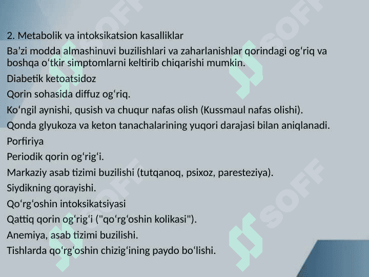 O‘tkir qorinni simulyatsiya qiladigan kasalliklar 8