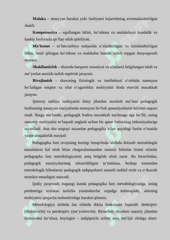 PEDAGOGIKA SHAXS TARBIYASI VA RIVOJLANISHI TO‘G‘RISIDAGI FAN. ILMIY-PEDAGOGIK TADQIQOTLAR METODOLOGIYASI VA METODLARI 4