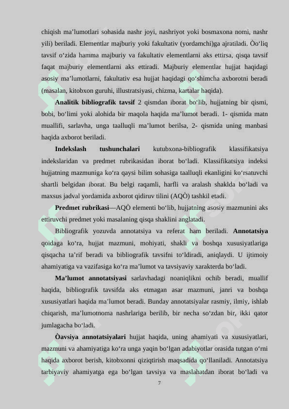 BIBLOGRAFIK MA'LUMOTLAR BA'ZALARI 7