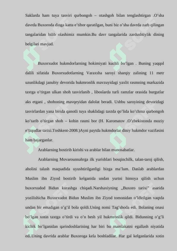 Somoniylar davri tarixini o’rganishda Narshaxiyning “Buxoro tari 8