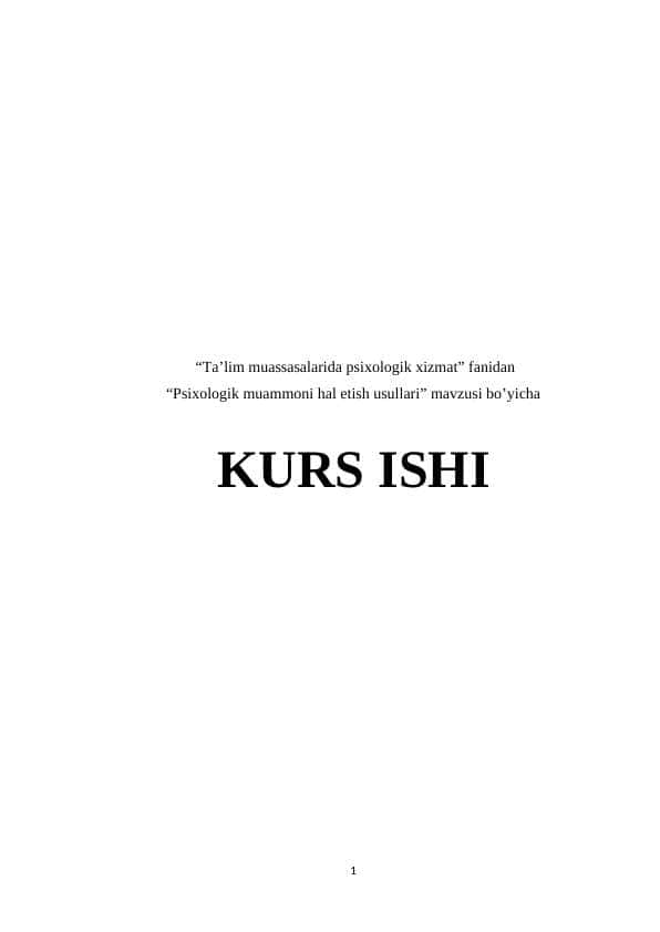 Psixologik muammoni hal etish usullari