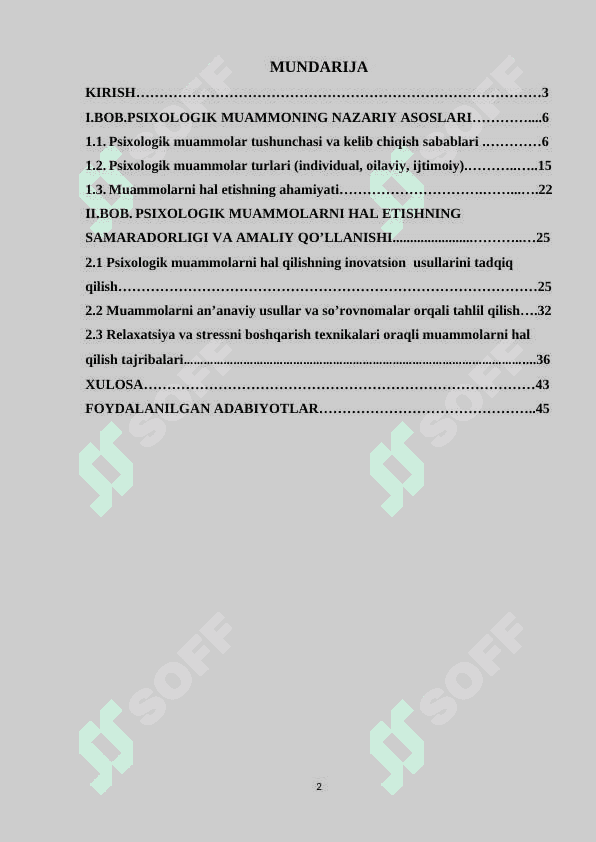 Psixologik muammoni hal etish usullari 2