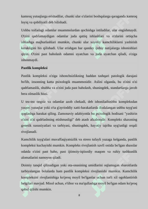 Psixologik muammoni hal etish usullari 8