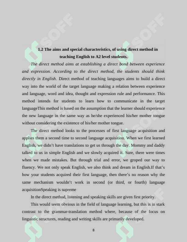 Using direct method in teaching Englishkurswi 8