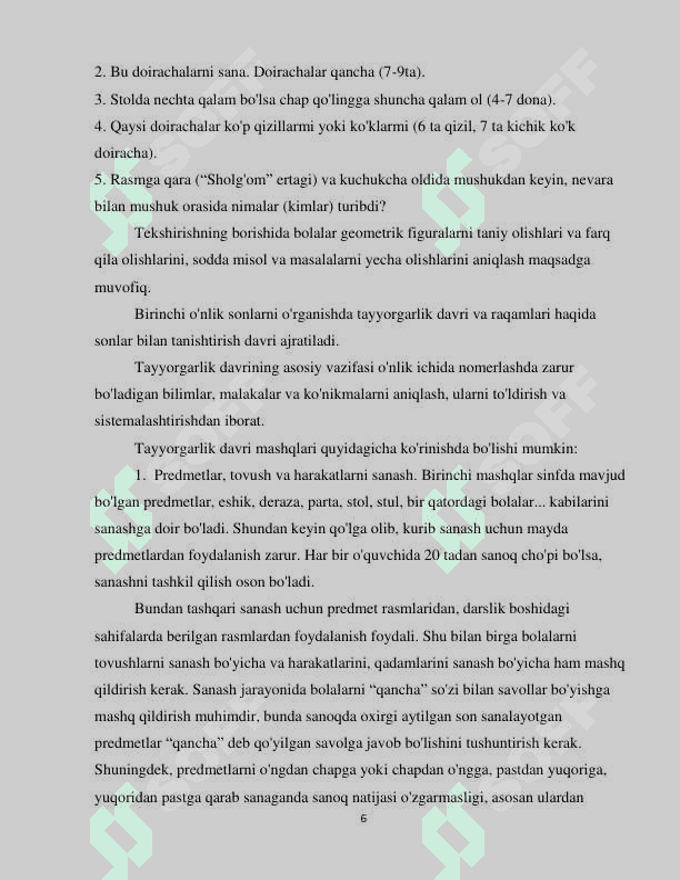 O'nlik, yuzlik kontsentrida nomerlashga o'rgatish metodikasi 6