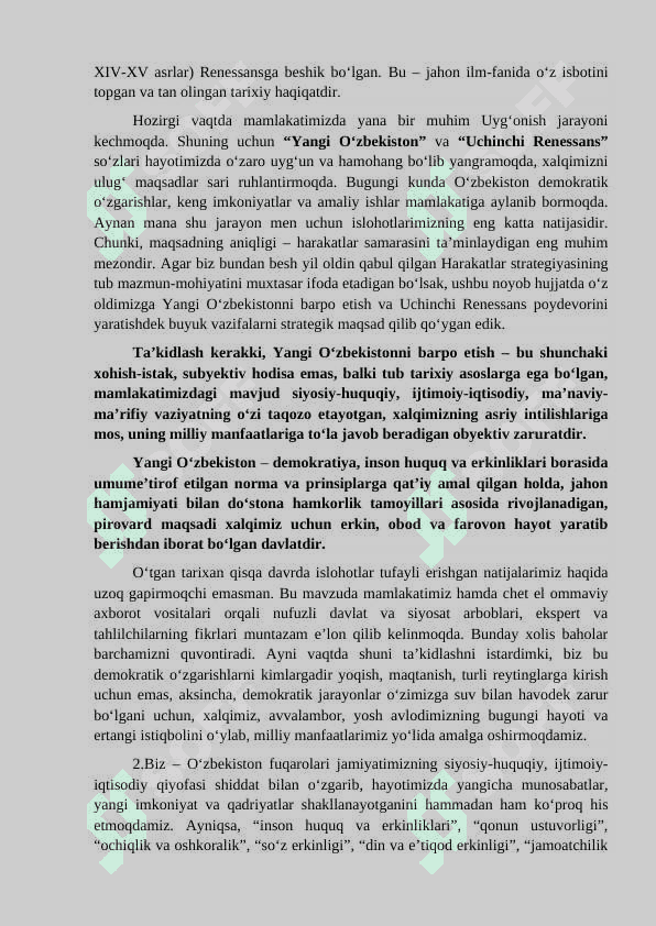 YANGI O‘ZBEKISTONDA PREZIDENT SH.M.MIRZIYOYEV RAHBARLIGI VA TASHABBUSI OSTIDA AMALGA OSHIRILAYOTGAN ISLOHATLAR 4