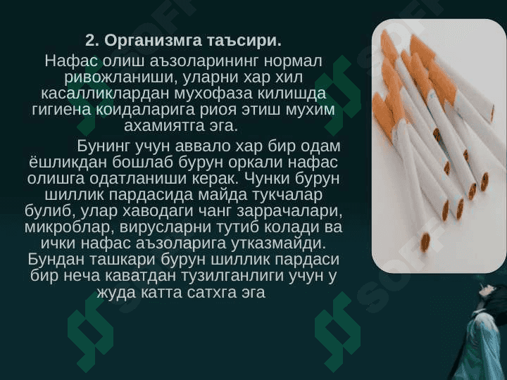 ЧЕКИШНИШНИНГ ИНСОН ОРГАНИЗМИГА ТАЪСИРИ 8