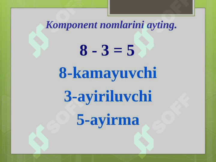 MATEMATIKA 100 ichida qo`shish va ayirish 5