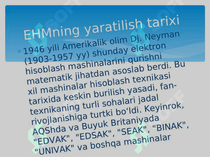 EHMlarning tasnifiga ko’ra turlar. 4