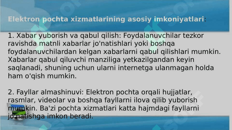 Internetda elektron pochta xizmatidan foydalanish 4