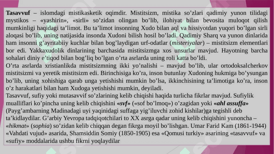 Islom oqimlari va yoʻnalishlarining paydo bo‘lishi sabablari, eʼtiqodidagi bo‘linishlarning sabablari va oqibatlari 6