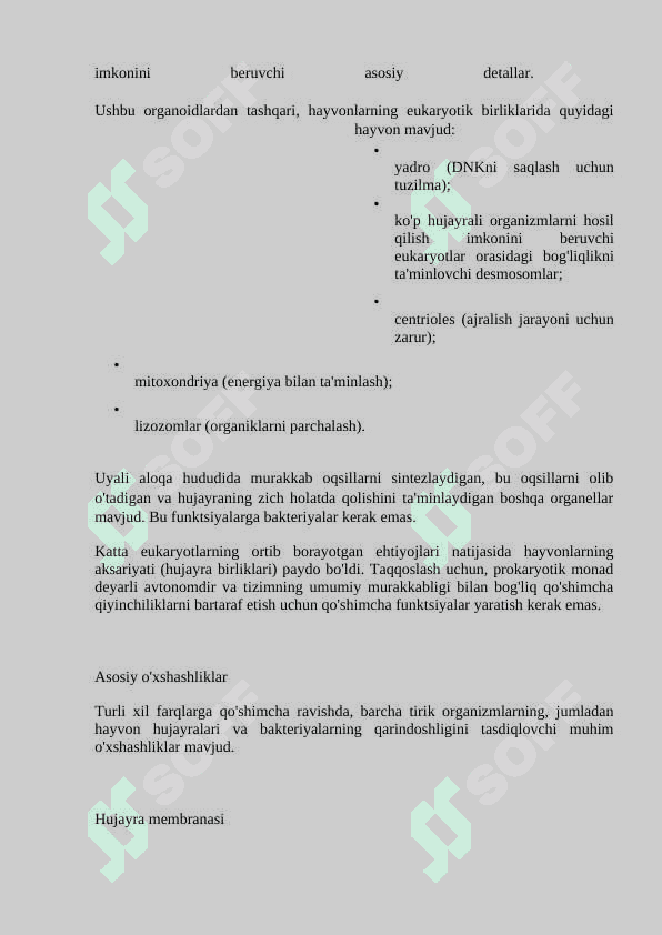 Hayvon va oʻsimlik hujayra boʻlinishining farqlari 7