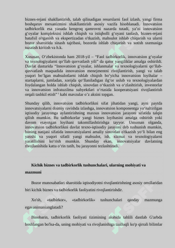 Innovatsion tadbirkorlik faoliyati boshqaruvi rejasi 3