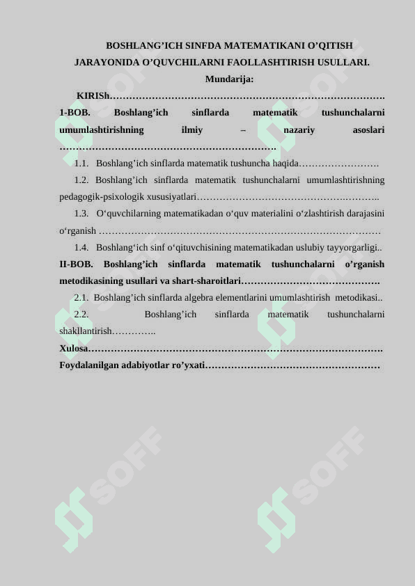 BOSHLANG’ICH SINFDA MATEMATIKANI O’QITISH JARAYONIDA O’QUVCHILARNI FAOLLASHTIRISH USULLARI..docx 2