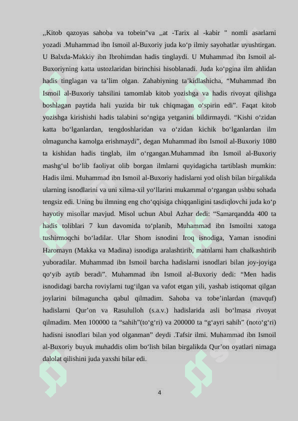 IMOM AL BUXORIY AT -TERMIZIYNING HADIS ILMINI RIVOJLANTIRISHDAGI XIZMATLARI 4