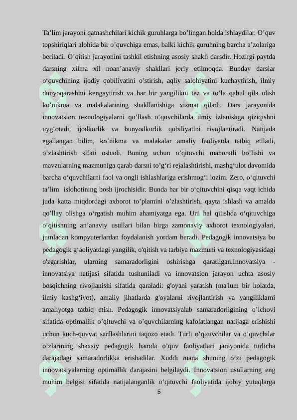 INTERAKTIV YONDASHUV ASOSIDA TA’LIMJARAYONLARINI LOYIHALASH 5