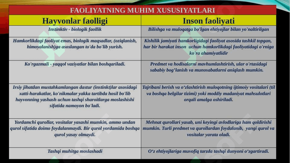 Faoliyatning asosiy turlari 5