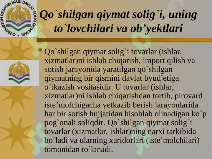 KO'CHMAS MULK OB'YEKTLARIGA SOLIQ SOLISH TIZIMI 2