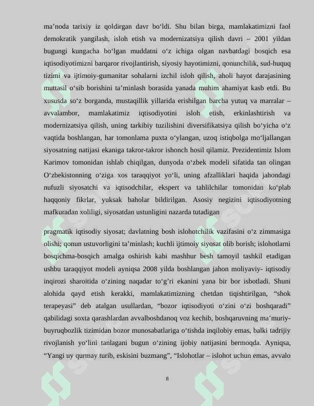 Mustaqillik yillarida davlat boshqaruvi tizimida amalga oshirilgan islohatlar 8