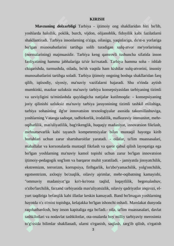 O‘ZBEKISTON RESPUBLIKASIDA TA’LIM FAOLIYATINI TASHKIL ETISH VA UNING NAZORATINI AMALGA OSHIRISH 3