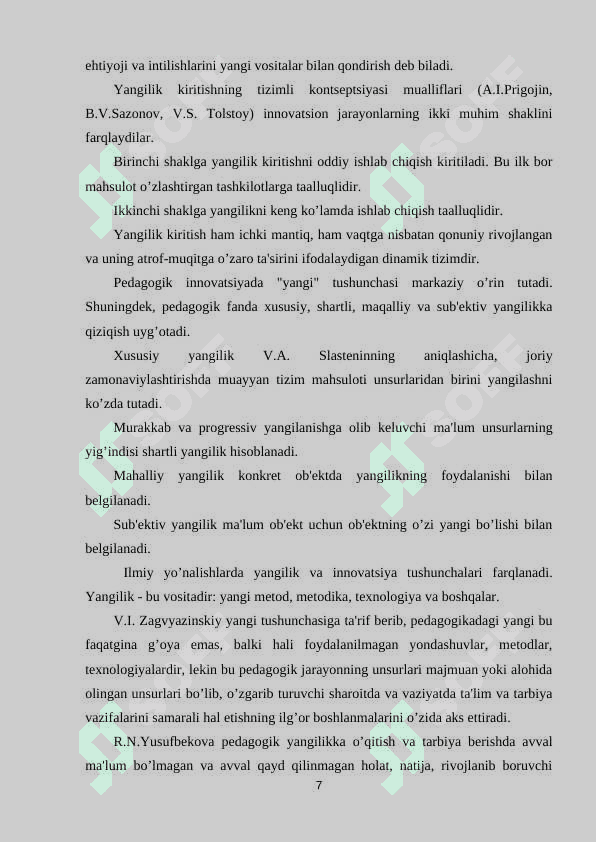 OLIY TA'LIMDA O'QITUVCHILARNING INNOVATSION PEDAGOGIK FAOLIYATNI TASHKIL ETISH (BOSHLANGʻICH SINF OʻQITUVCHILARI FAOLIYATI MISOLIDA ) 7