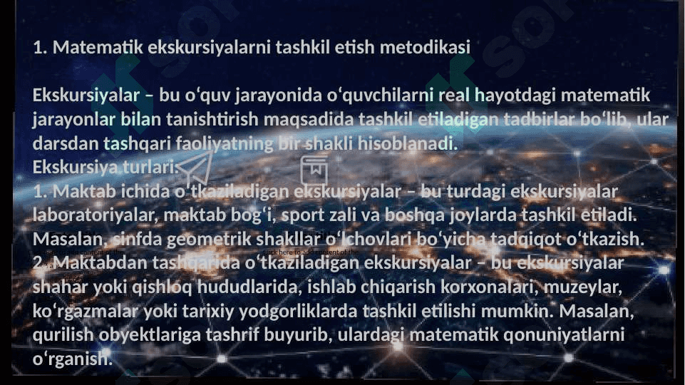 Matematikadan ekskursiyalar, ertaliklar va o‘yinlarni tayyorlash va o‘tkazish metodikasi 3