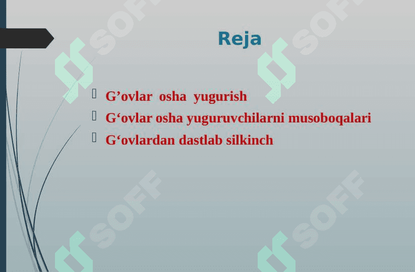 G’ovlar osha yugurish texnikasini o’rgatish uslubiyati 2