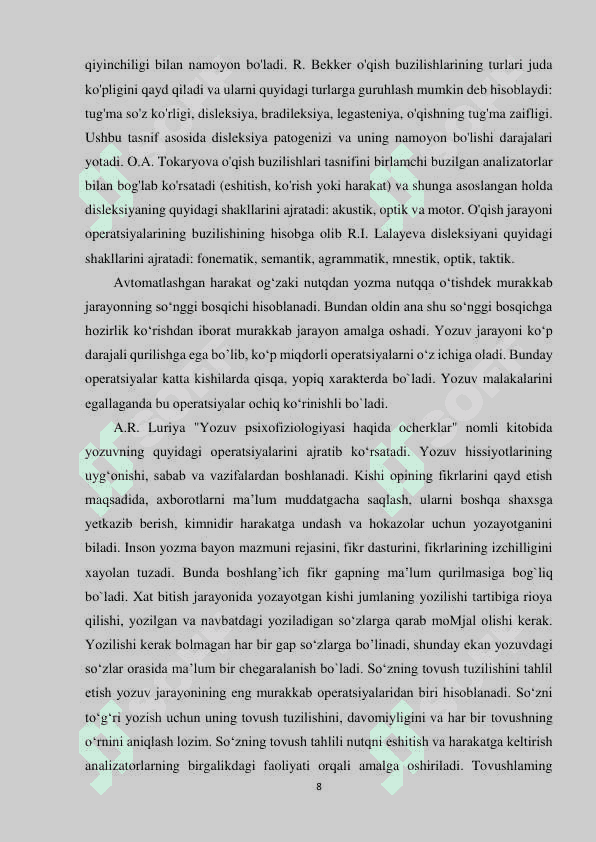 Agrammartik dizleksiya va dizgrafiyani bartaraf 8