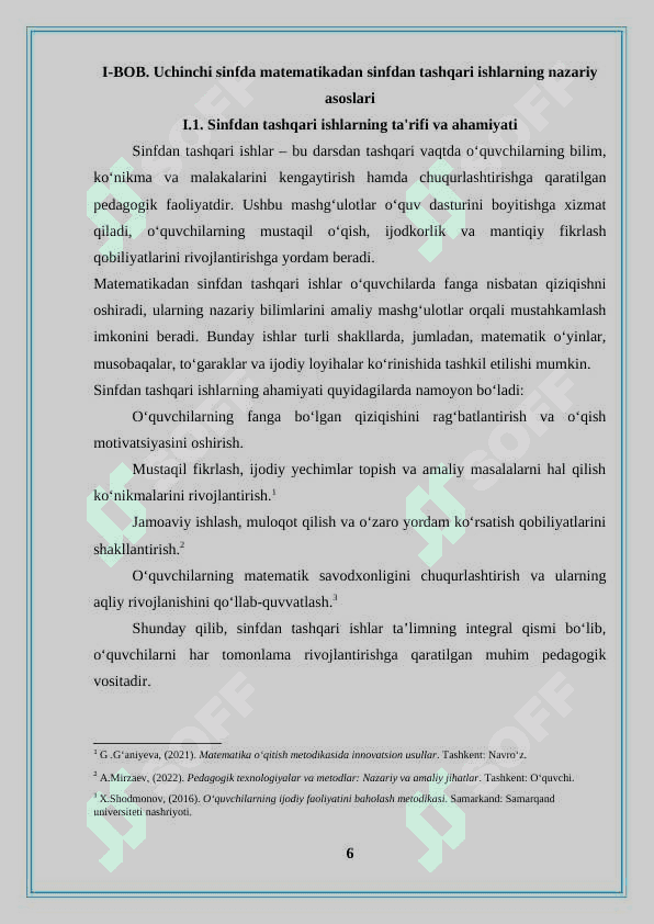 “Uchinchi sinfda matematikadan sinfdan tashqari ishlarni tashkil qilish metodikasi. 6
