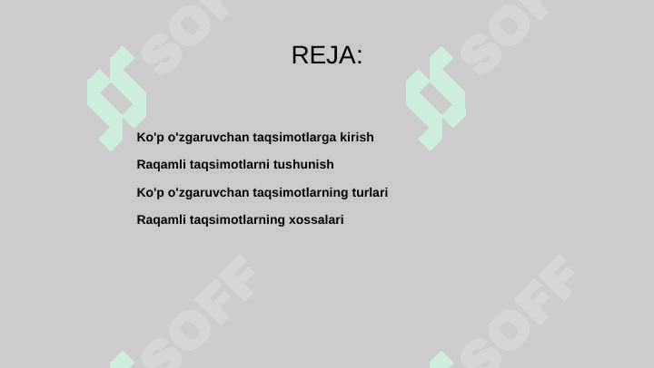 Koʻp oʻlchovli Taqsimot Raqamli Taqsimotlar 2