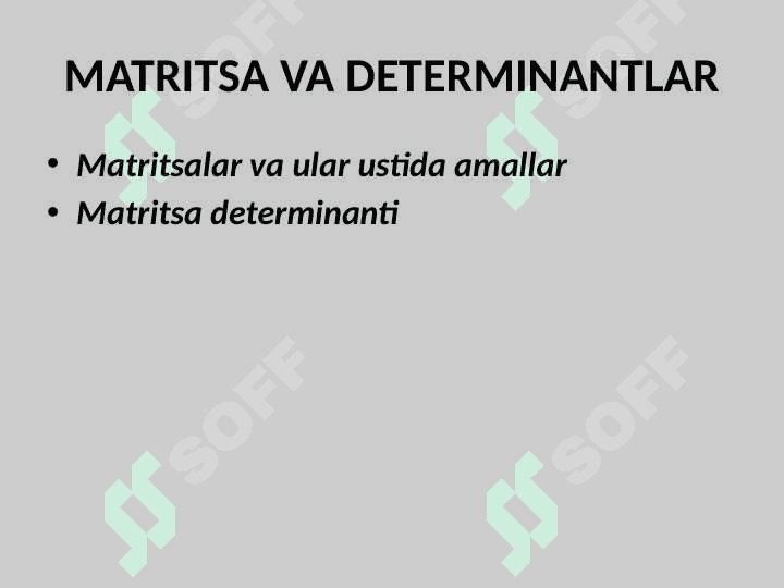 Matritsa va determinantlar 2