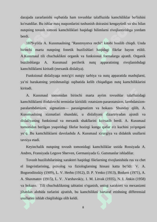 Dislaliyada nutqning leksik-grammatik va fonetik-fonematik tomondan buzilishi belgilari 8