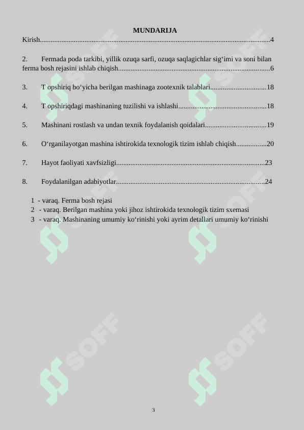 1800 bosh sog’n sigirga mo’ljallangan sutchilik fermasi bosh rejasini loyhalash va kdm - 2 masinasini  o’rganish 3